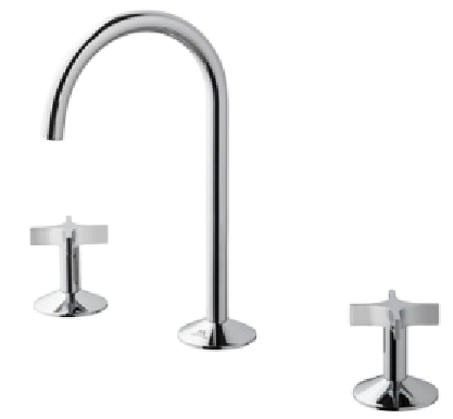 LIGNAGE CROSS I 3 hole basin mixer 1/2??? with Cross Handle . Ceramic disc valves . Without pop-up waste. Flow rate 5 l/min. at 3 bar.