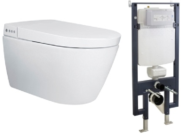I-COMFORT LINE I Wall hung pan with "tornado" flush pack with electronic seat and cover i-Comfort. Functions: soft-close, heated seat with adjustable